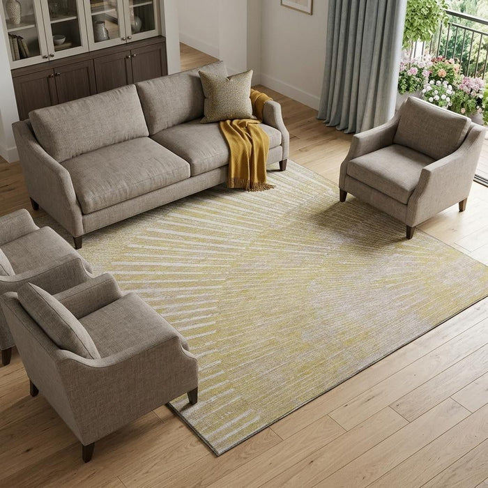 10' X 14' Geometric Washable Area Rug With UV Protection (648364) - Wheat / Beige