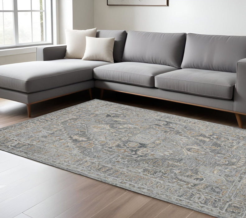 9' X 13' Wool Oriental Hand Tufted Area Rug - Gray And Brown
