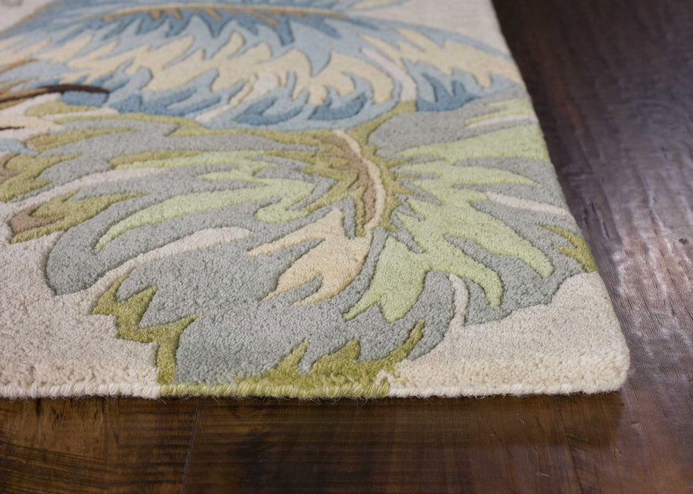 5' x 8' Wool Area Rug - Ivory Or Blue