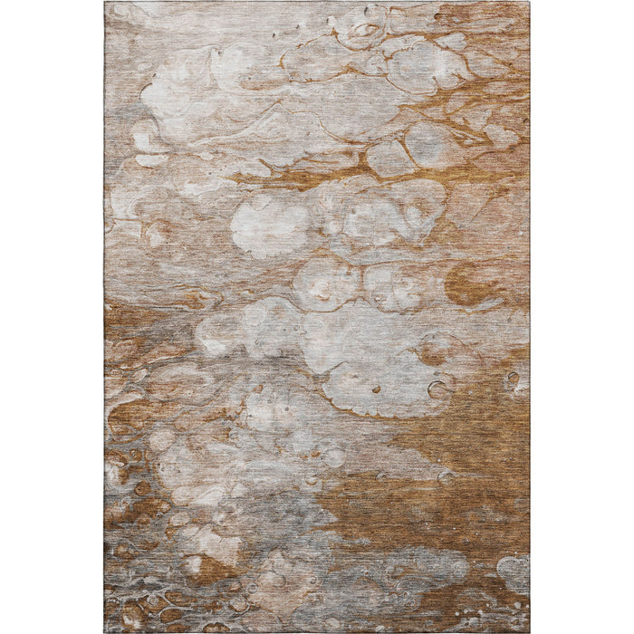 10' X 14' Abstract Washable Area Rug With UV Protection (656735) - Terra Cotta / Ivory / Gray