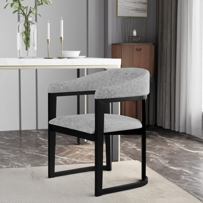Upholstered Fabric Open Back Dining Arm Chair - Gray / Black