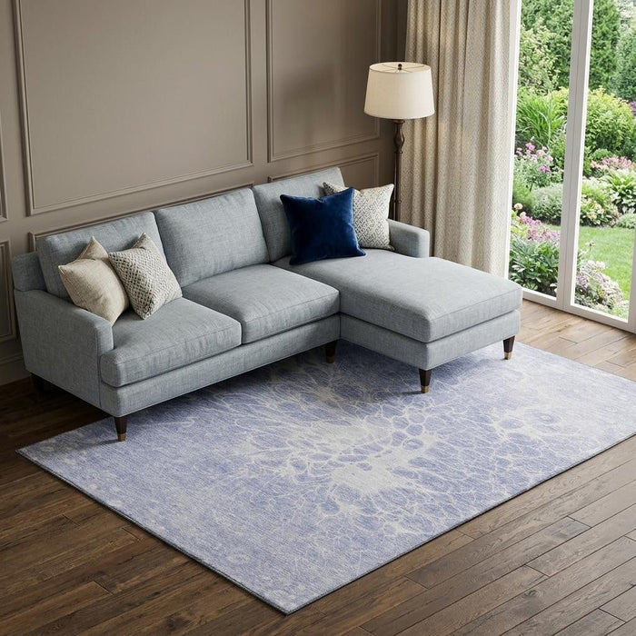10' X 14' Abstract Washable Area Rug With UV Protection (654596) - Lavender / Ivory