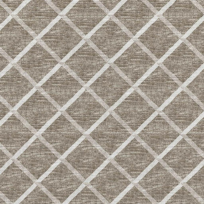 8' X 10' Geometric Washable Area Rug With UV Protection - Taupe / Ivory