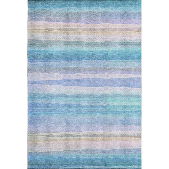 10' X 14' Striped Washable Area Rug With UV Protection (717578) - Aqua / Lavender
