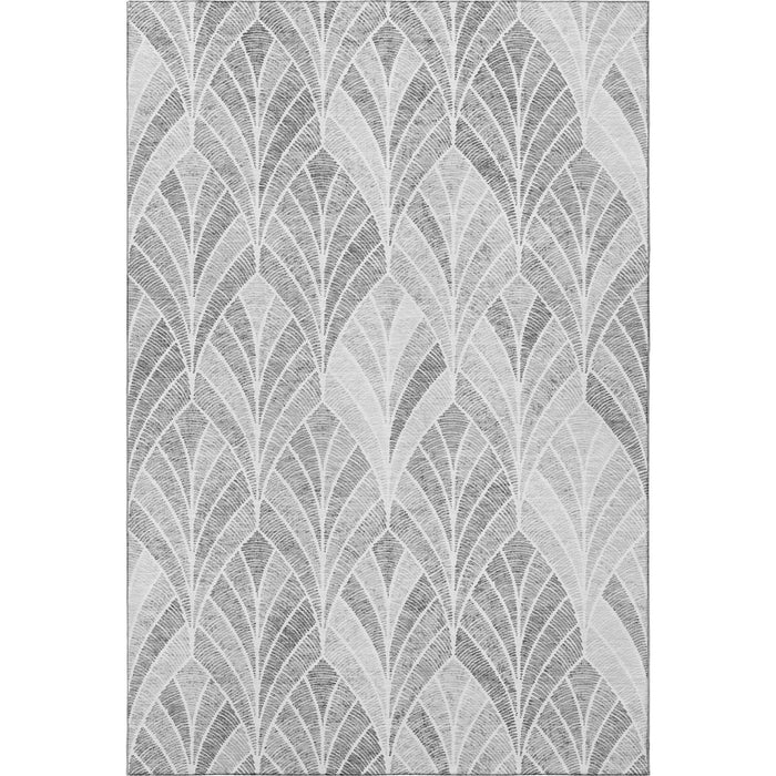 10' X 14' Geometric Washable Area Rug With UV Protection (667599) - Gray / Ivory