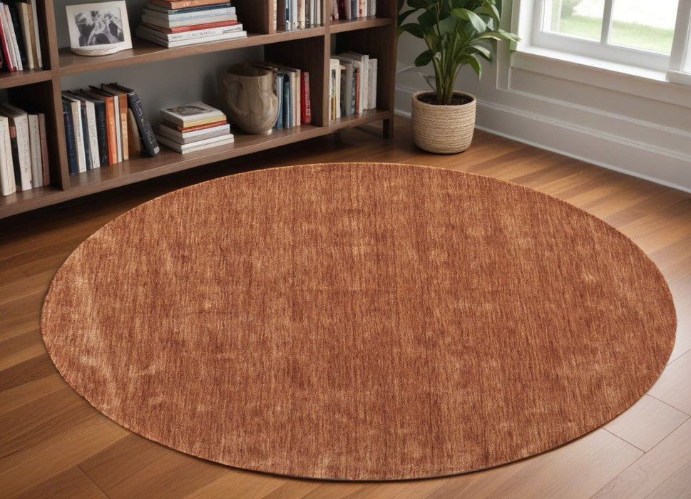 10' Wool Hand Woven Round Rug - Orange