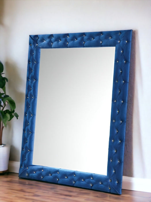 74" Square Wood Framed Mounted Accent Mirror - Blue