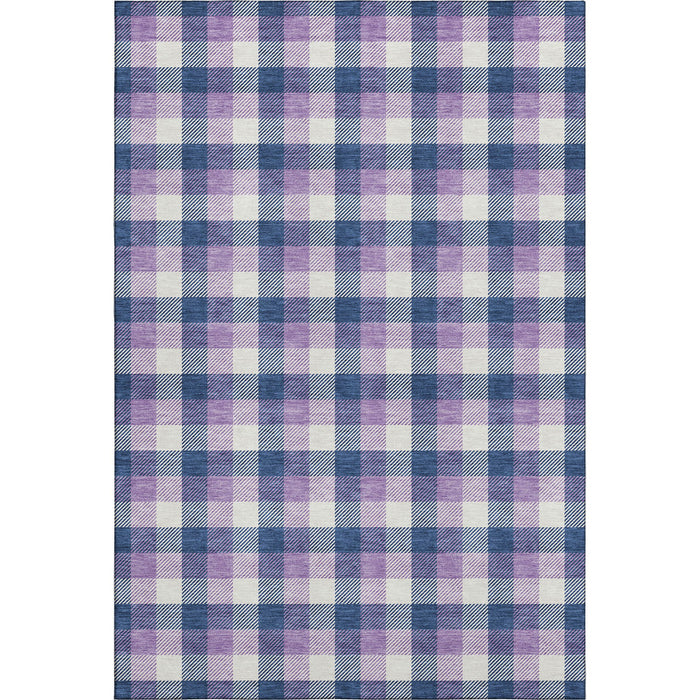 10' X 14' Plaid Washable Area Rug With UV Protection (682565) - Navy Blue / Ivory / Purple