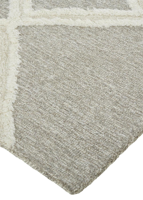 10' x 14' Wool Geometric Tufted Handmade Stain Resistant Area Rug - Gray And Ivory