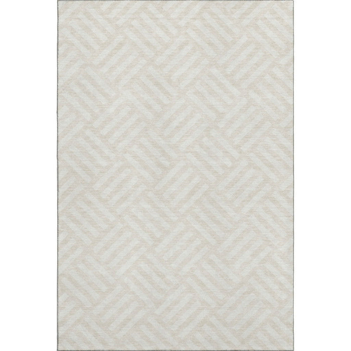 8' X 10' Geometric Washable Area Rug With UV Protection (652369) - Ivory / Beige