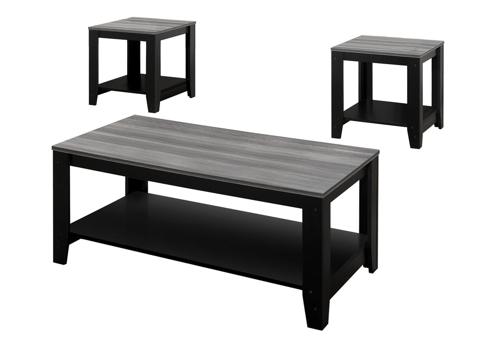 42" Coffee Table With Shelf (Set of 3) - Gray And Black