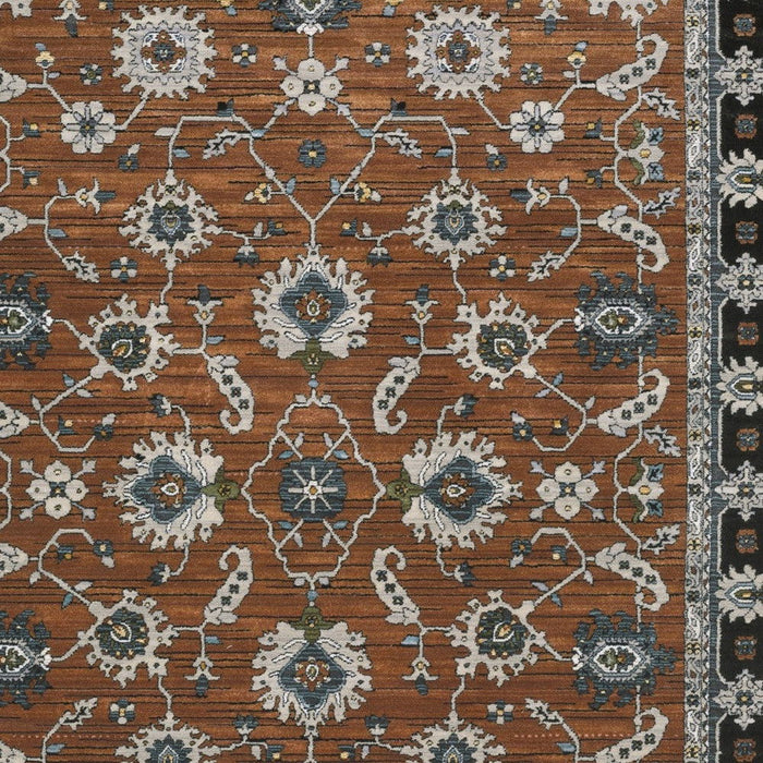 7' X 10' Oriental Area Rug With Fringe (575101) - Rust / Gray / Beige