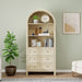 Giga modern farmhouse arched wood kitchen storage cabinet with adjustable shelves, versatile for kitchen, dining, or living room use.