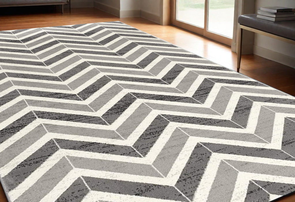 8' x 11' Chevron Dhurrie Area Rug - Gray