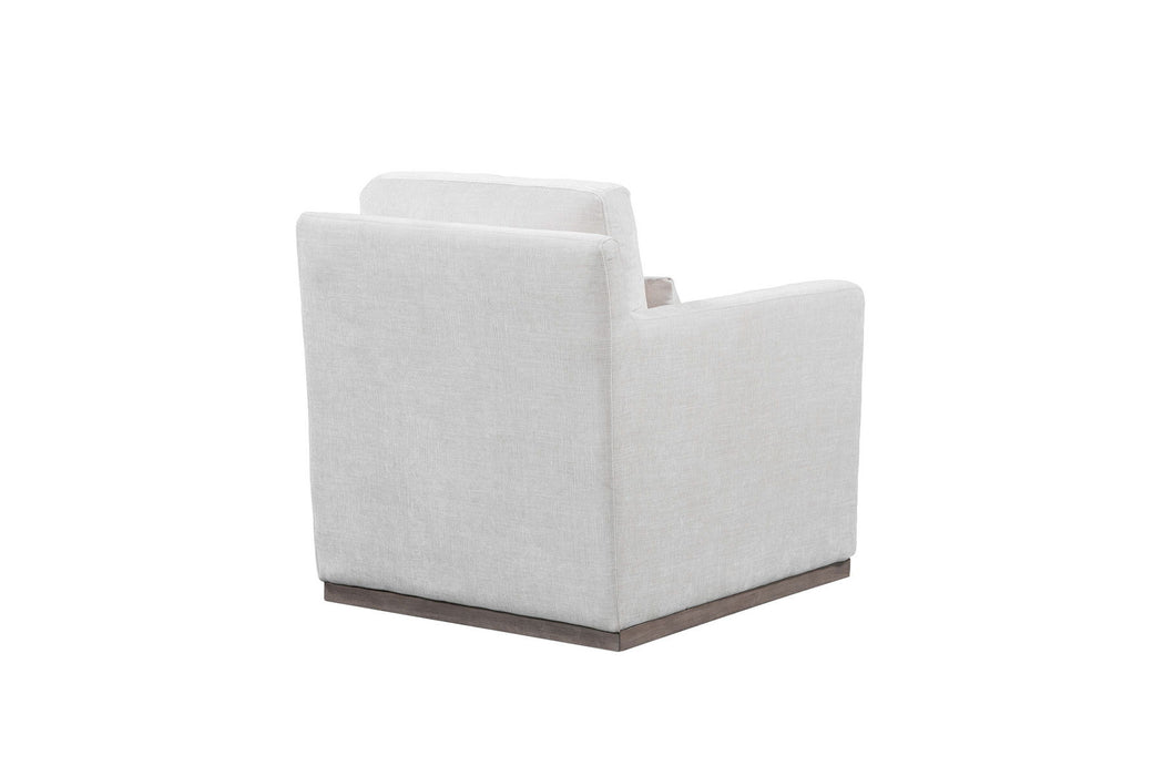 30" Contemporary Fabric Swivel Club Chair And Toss Pillow - Off White