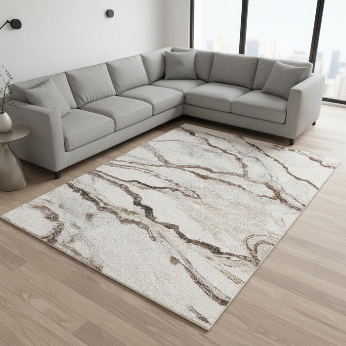 8' X 11' Abstract Area Rug (660043) - White / Gray