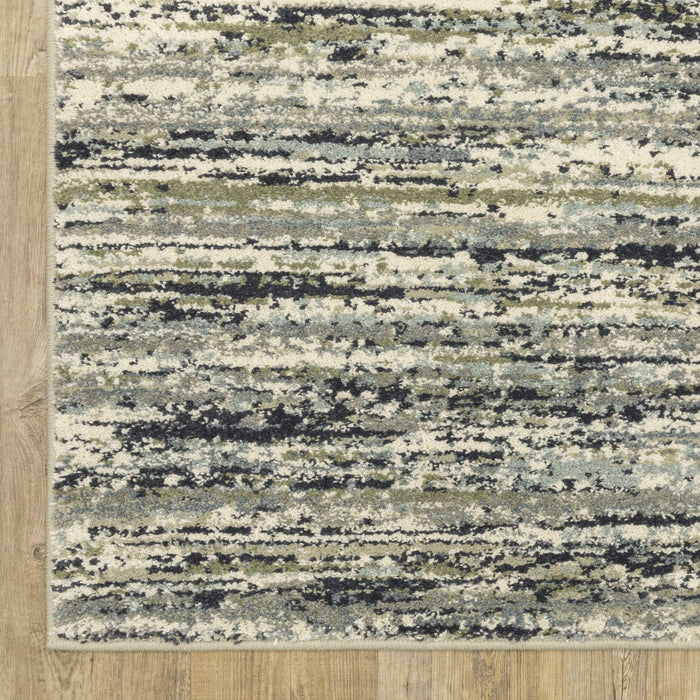 10' x 13' Abstract Power Loom Stain Resistant Area Rug - Blue Green Light Blue Gray And Ivory