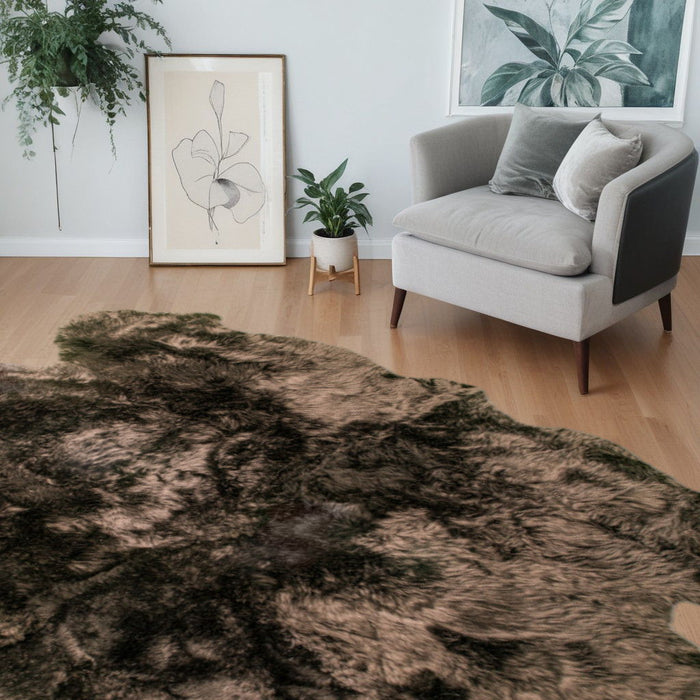 5' x 6' Wool Sheepskin Handmade Area Rug - Chocolate