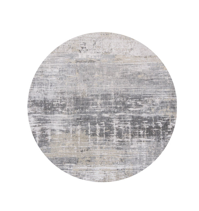 8' Round Abstract Non Skid Area Rug - Gray And White