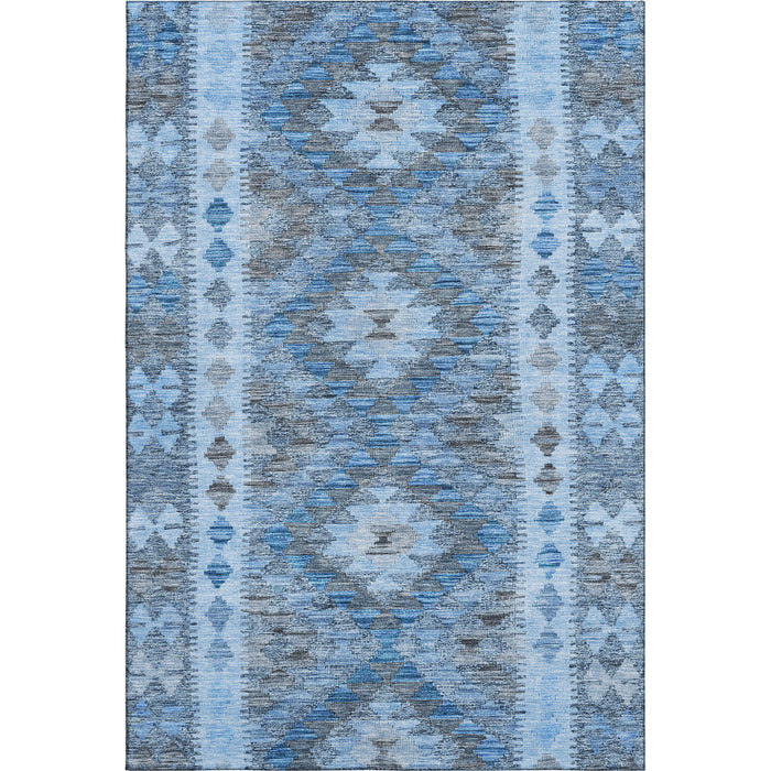 10' X 14' Geometric Washable Area Rug With UV Protection (691842) - Navy Blue / Gray / Silver