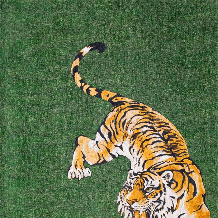 7' X 9' Abstract Washable Non Skid Area Rug (552023) - Green / Yellow