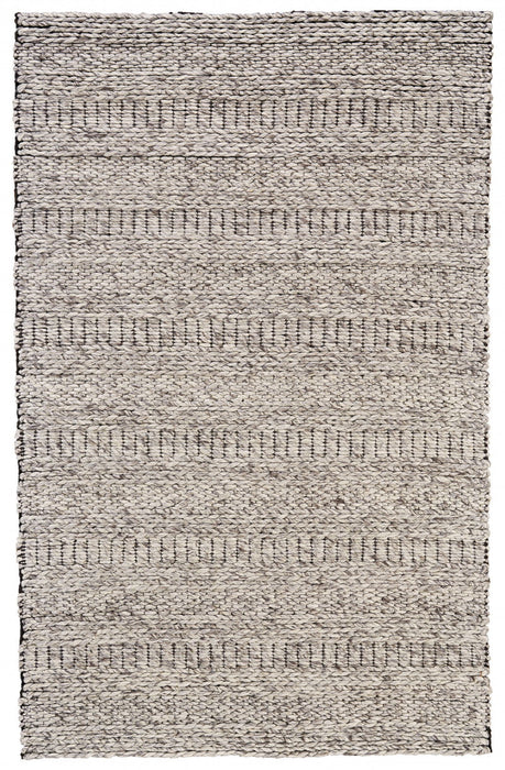8' x 11' Wool Tribal Hand Woven Area Rug - Gray And Ivory