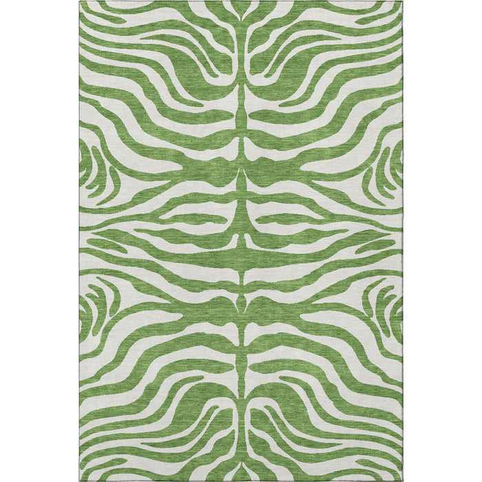 10' X 14' Animal Print Washable Area Rug With UV Protection (681761) - Green / Ivory