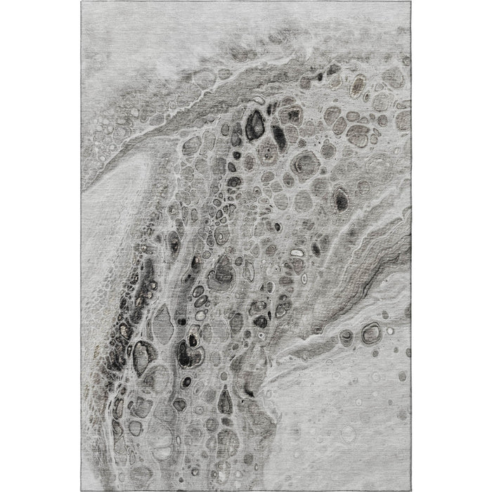 10' X 14' Abstract Washable Area Rug With UV Protection (708565) - Pewter / Gray / Silver