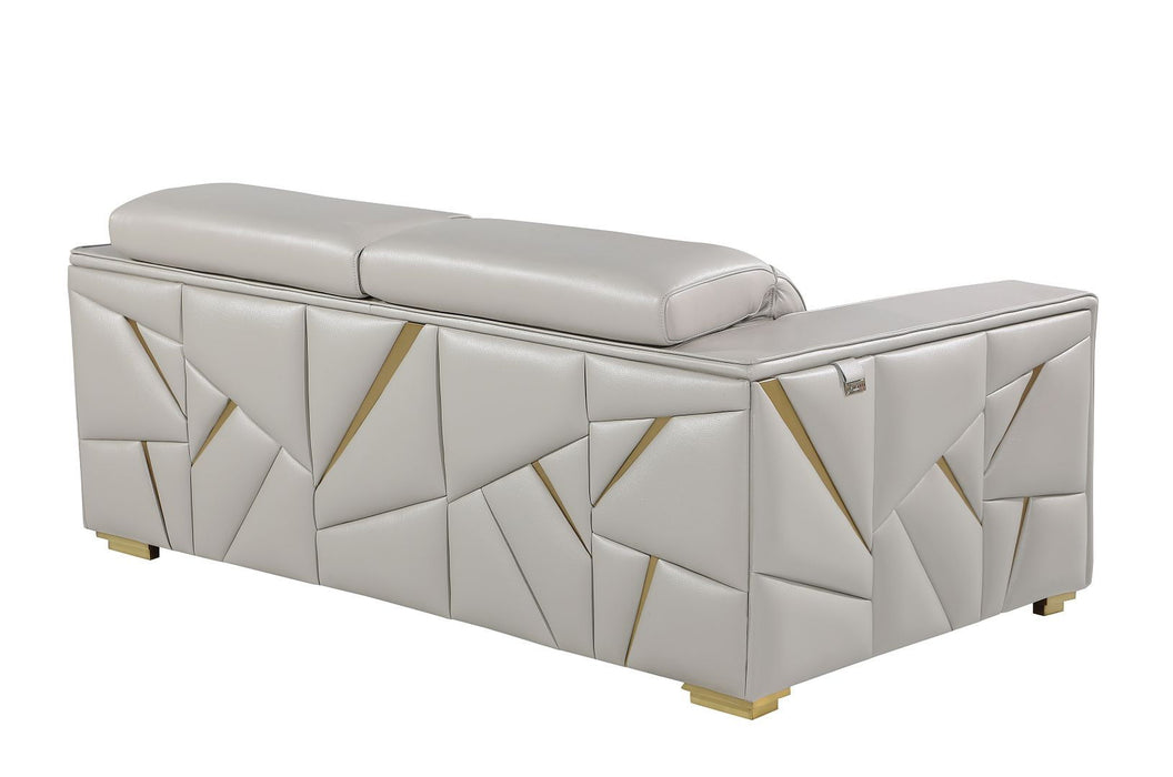 Italian Leather Loveseat (720480) - Dark Gray / Silver