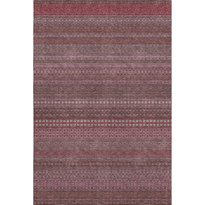 10' X 14' Striped Washable Area Rug With UV Protection (647524) - Merlot / Ivory