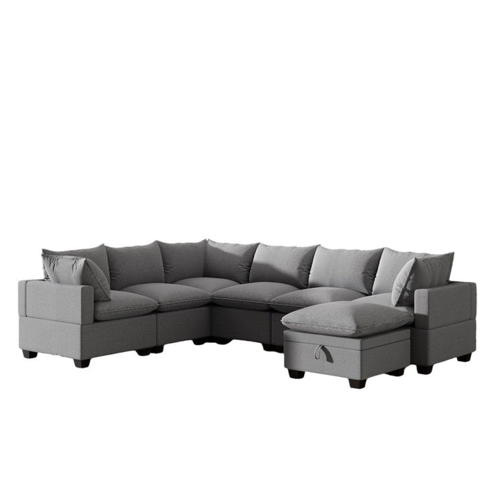 93" Fabric Modular Sofa With Black Legs - Gray