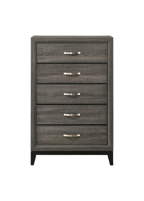 Wood Five Drawer Chest - Gray