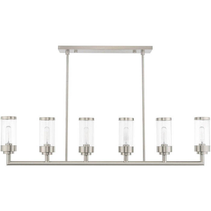 21'' Six-Light Dimmable Chandelier With Shades - Nickel