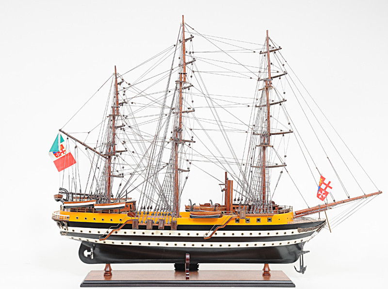 Hand Painted Boat Model Boat - Light Brown