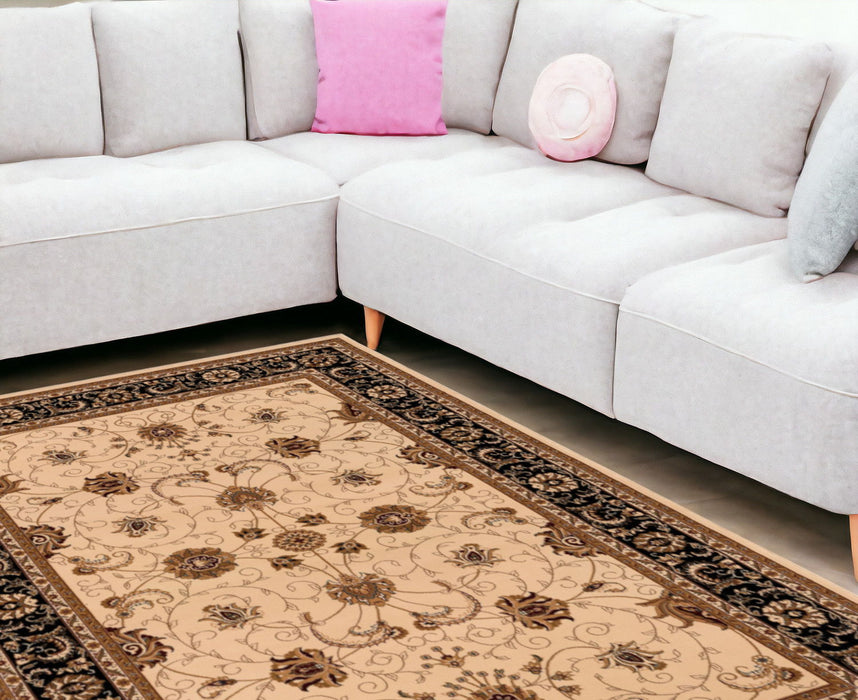 10' x 13' Oriental Washable Non Skid Area Rug - Black And Tan