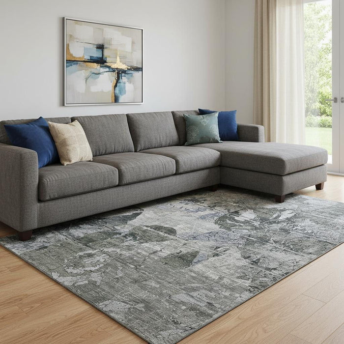 10' X 14' Abstract Washable Area Rug With UV Protection (648850) - Gray / Taupe
