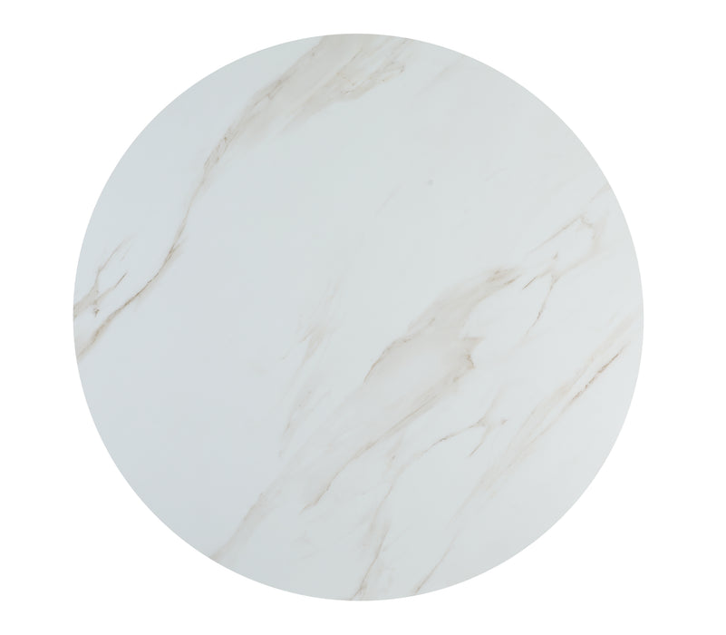 KIANA Contemporary Dining Set | Marbleized Sintered Stone Table with Golden-Legged Chairs