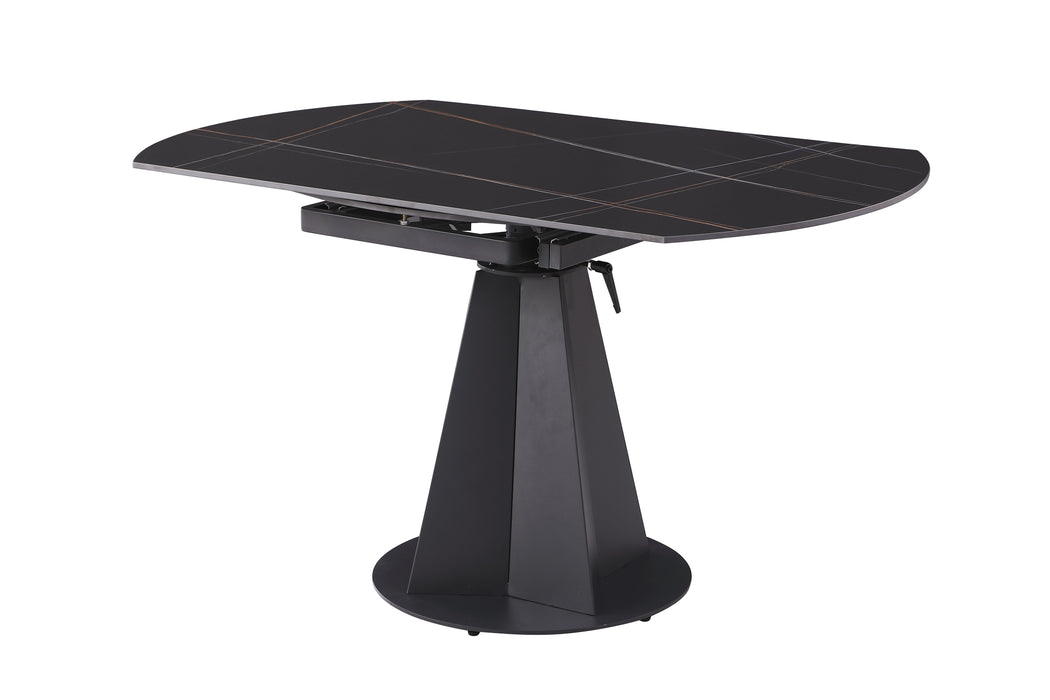 JOCELYN Contemporary Motion Extendable Dining Table | Matte Black with Steel Base