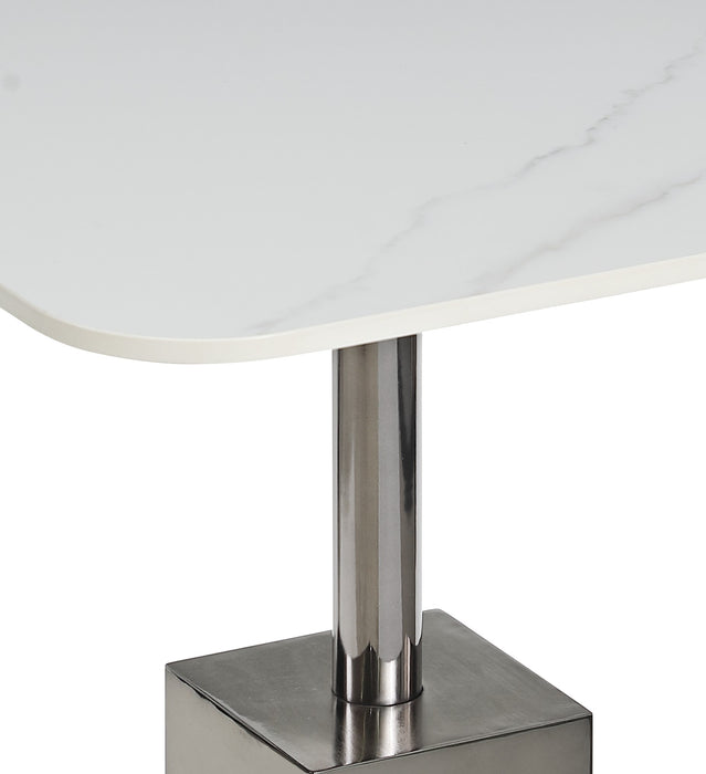 Contemporary Sintered Stone Top Lamp Table | Matte White & Graphite End Table 20"