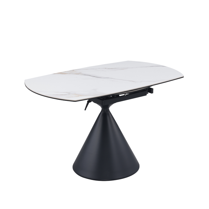 JUNIPER Contemporary Motion Extendable Dining Table | Ceramic Top with Steel Base