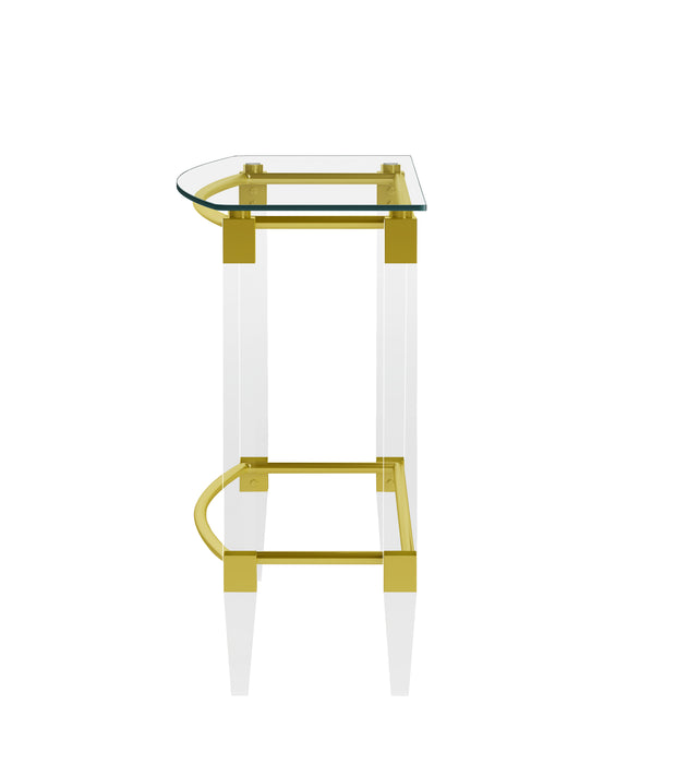 Rectangular Glass Sofa Table with Acrylic Legs & Gold Frame | Contemporary Console Table 52"