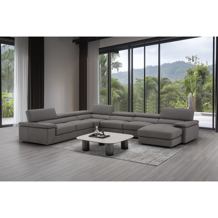 J & M Furniture Kobe Premium Leather Sectional in Truffle