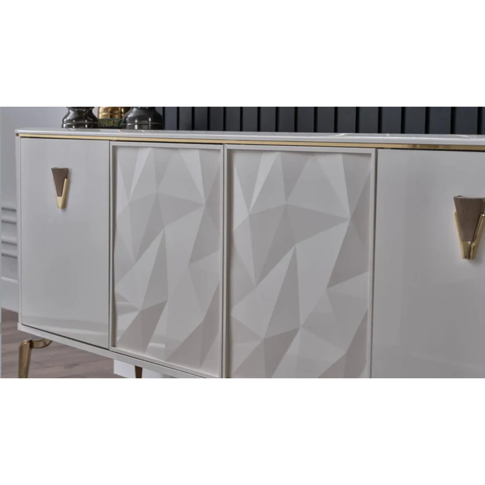 Bellona Plaza Dining Room Set Table, 6 Chairs, Buffet and Mirror