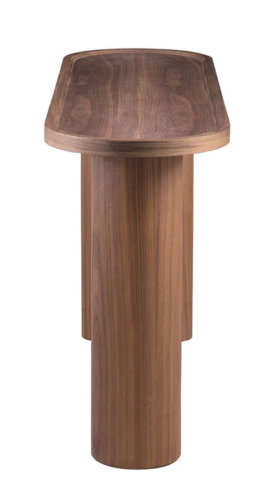 Modern All-Wood Sofa Table | Walnut Veneer Console Table with Oval Top