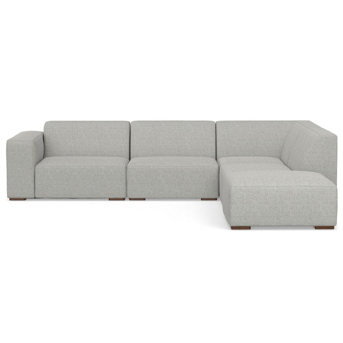 Two Piece Living Room Set Fabric Sofa With Ottoman With Brown Legs - Gray