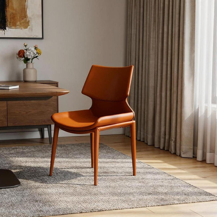 Cognac Faux Leather Wrapped Dining Chairs (Set of 2) - Terra Cotta