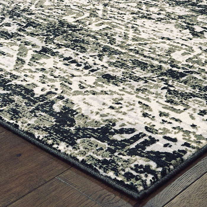 8' x 11' Geometric Power Loom Stain Resistant Area Rug - Gray And Ivory