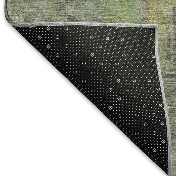 10' X 14' Abstract Washable Area Rug With UV Protection (695990) - Green / Gray / Gold