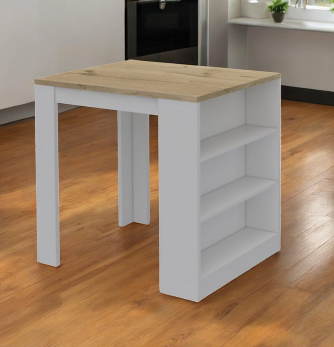 36" Kitchen Island With Storage - White / Natural