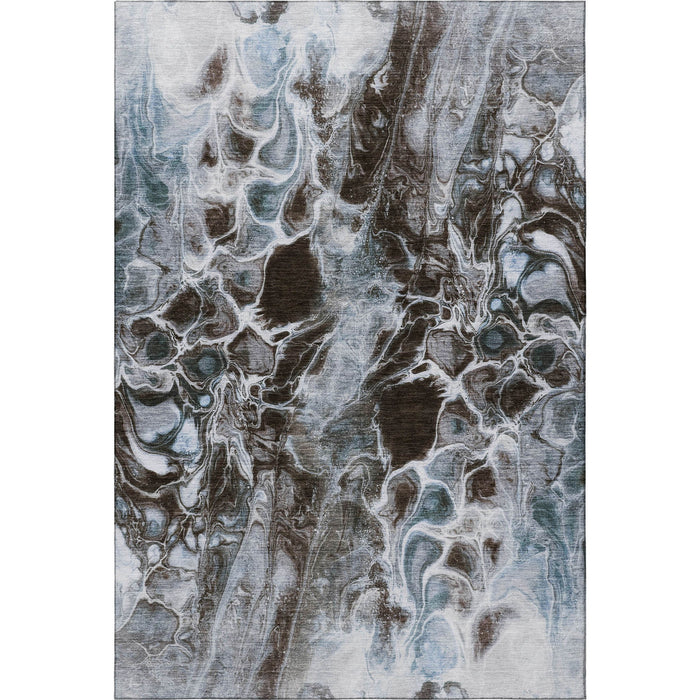 10' X 14' Abstract Washable Area Rug With UV Protection (708589) - Chocolate / Blue / Gray